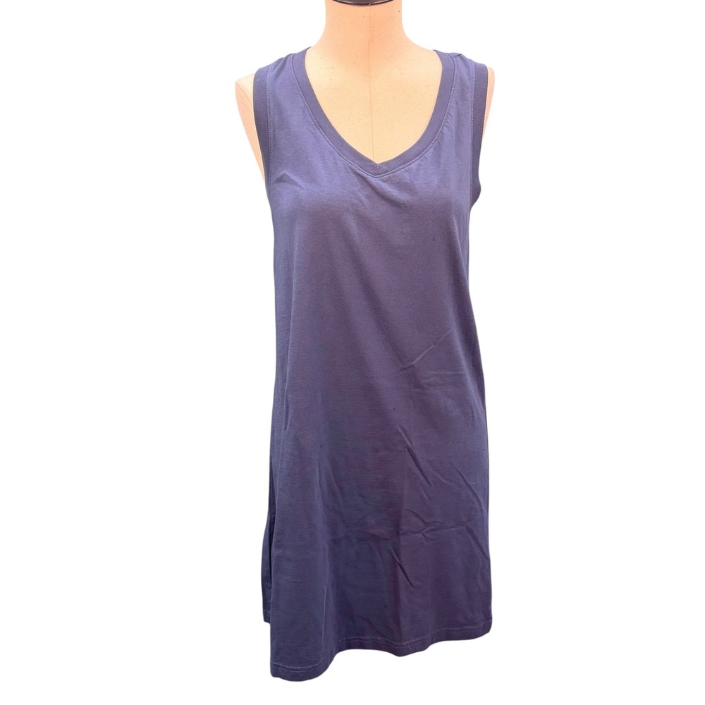 PACT Organic Cotton V-Neck‎ Sleeveless Dress Blue Size Small